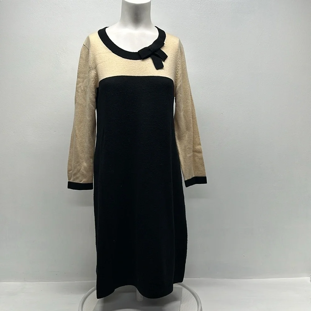 Kate Spade Sweater Dress Long Sleeve Bow Wool Cashmere Knit Colorblock M Medium